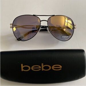 Bebe Sunglasses Double Bridge Aviator Swarovski Crystals Sunglasses New